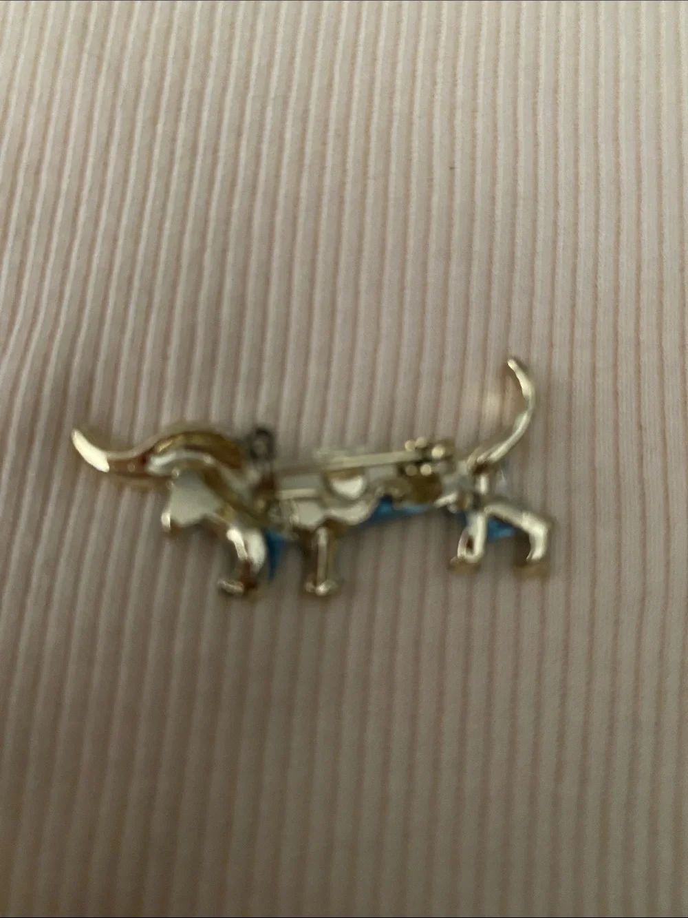 Vintage  Blue Enamel Dachshund Pin Brooch